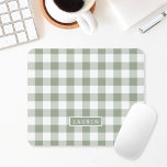 Buffalo Check Personlig Namn<br><div class="desc">Anpassningsbar-designad musmatta med grönt buffalo plaid/gingham/check mönster med personlig namn/monogram.</div>