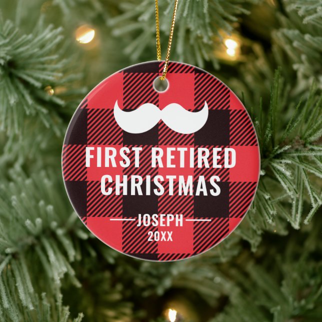 Buffalo Check Personlig Pension Gift för honom Julgransprydnad Keramik (Träd)