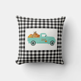 Buffalo Check Pillow med Blue Pumpkin Lastbil Kudde