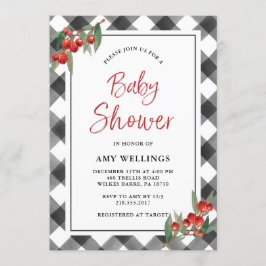 Buffalo Check Plaid Black White Anpassningsbar Bab Inbjudningar