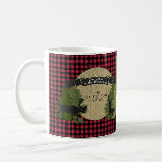 Buffalo Check Plaid Cabin Red Black Hjort Forest Kaffemugg