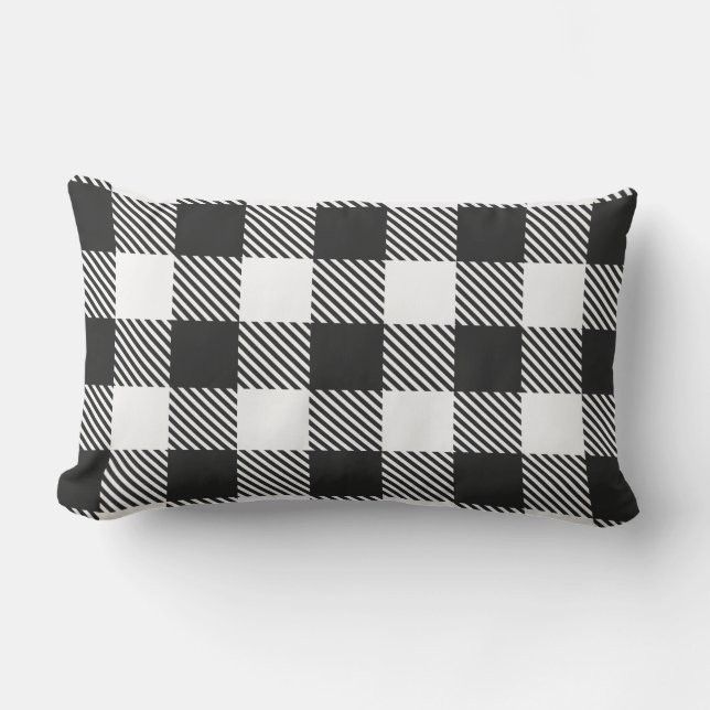 Buffalo Check Play Black White utomhus Lumbarkudde (Framsida)