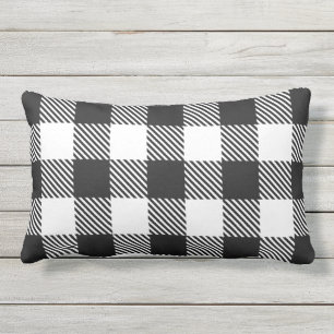 Buffalo Check Play Black White utomhus Lumbarkudde