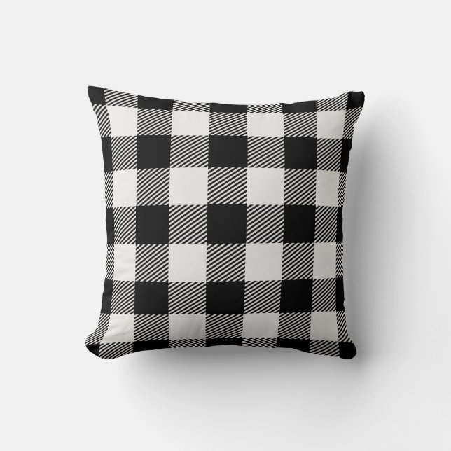 Buffalo Check Play Gingham Black and White Kudde (Framsida)