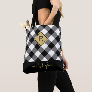 Buffalo Check Play Monogram Namn Black and White Tygkasse
