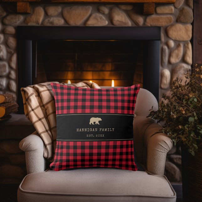 Buffalo Check Play Rustic Red and Black Family Kudde (Skapare uppladdad)