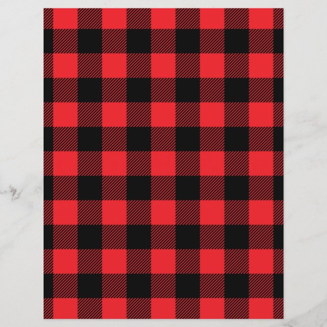 Buffalo Check Play Scrapbook Papper - Red & Black (Framsida)