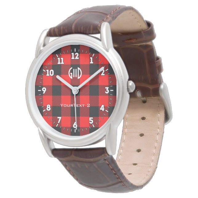 Buffalo Check Red and Black Lumberjack Play Decor Armbandsur (Vinklad)