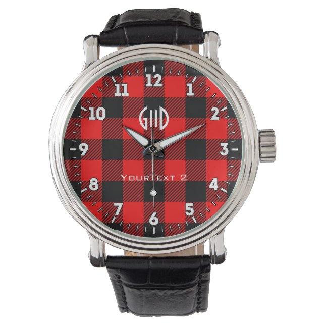 Buffalo Check Red and Black Lumberjack Play Decor Armbandsur (Framsida)