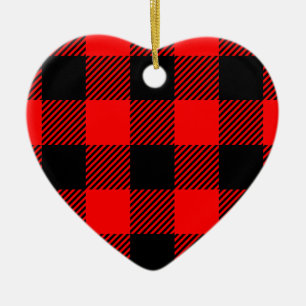 Buffalo Check Red and Black Lumberjack Play Decor Julgransprydnad Keramik