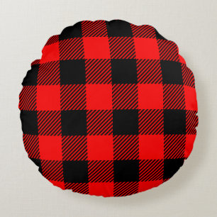 Buffalo Check Red and Black Lumberjack Play Decor Rund Kudde