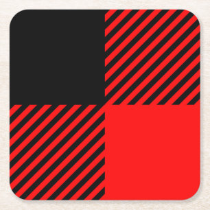 Buffalo Check Red and Black Lumberjack Play Decor Underlägg Papper Kvadrat