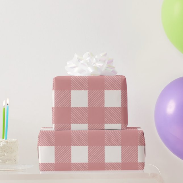 Buffalo Check Rosa Mauve Simple Snyggt Play Presentpapper (Festgåvor)