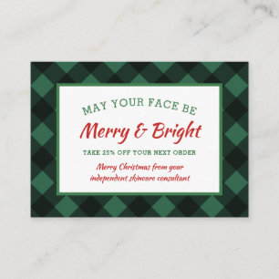 Buffalo Check Rustic jul Coupon Skincare Visitkort