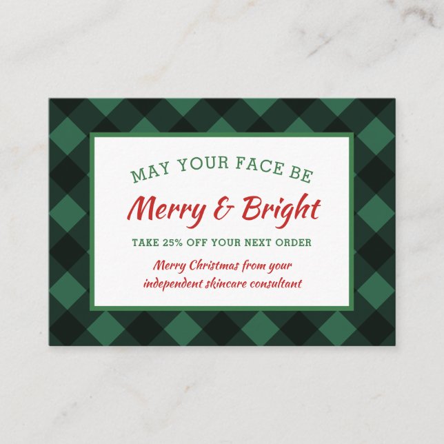 Buffalo Check Rustic jul Coupon Skincare Visitkort (Framsida)