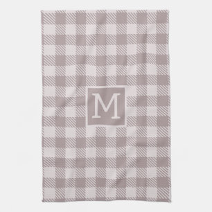 Buffalo Check Rutigt Gingham Check Beige Monogram Kökshandduk