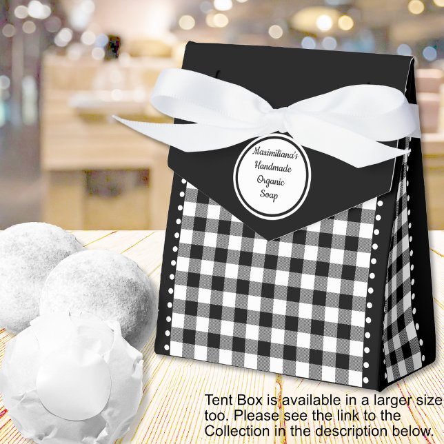 Buffalo Check - Svart och Vit - 3x1.5x3.25 Tält Presentaskar (Buffalo Check - Black and White - 3x1.5x3.25 Tent Favor Boxes - by Leapfroglisics Shop)