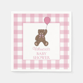 Buffalo Check Teddy Bear and Balloon Baby Shower Pappersservett