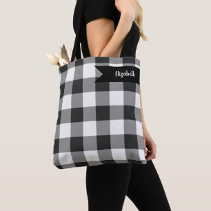 Buffalo Check White and Black Squares Play Tygkasse