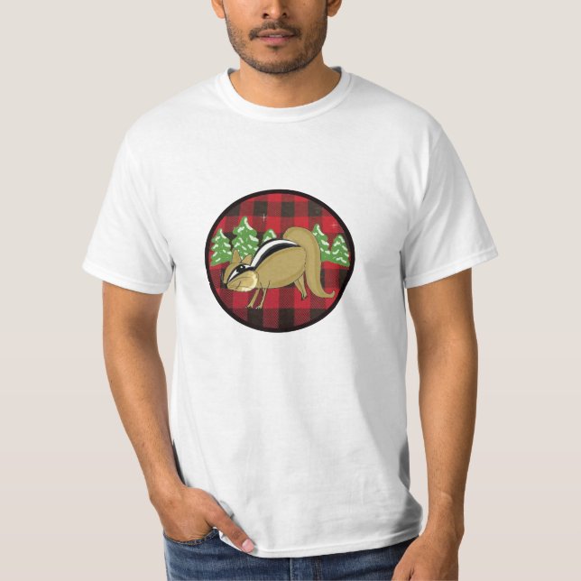 Buffalo Check Woodland Chipmunk Helgdag T-Shirt (Framsida)