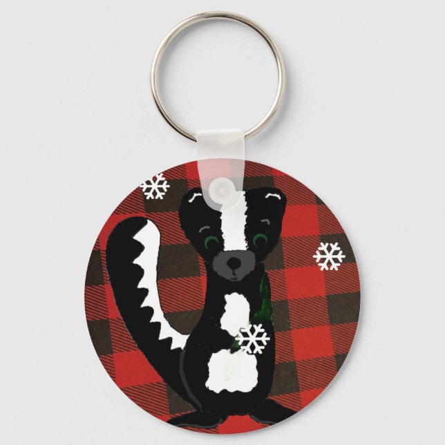 Buffalo Check Woodland Skunk Keychain Nyckelring (Framsida)
