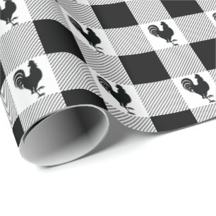 Buffalo Checks och Tupp Mönster-Black Vit Presentpapper