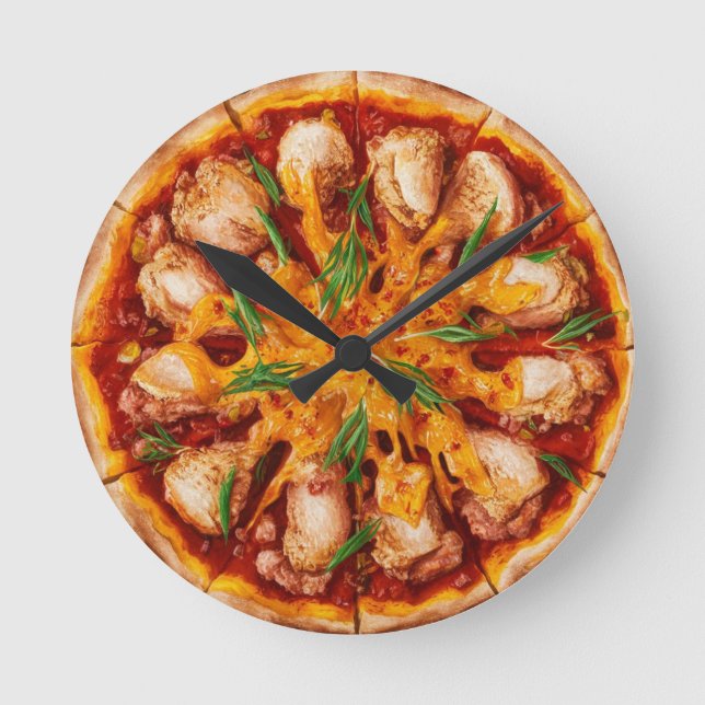 Buffalo Chicken Pizza Rund Klocka (Framsida)
