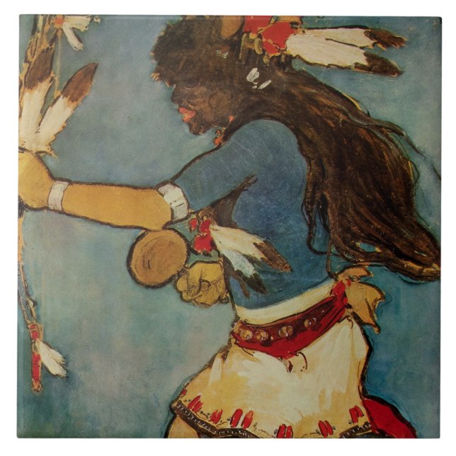 "Buffalo Dancer" Western Art av Gerald Cassidy Kakelplatta (Framsidan)