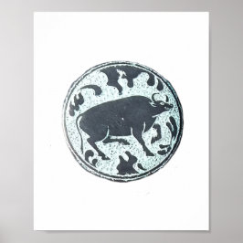 Buffalo-design för asiatiska Vatten Poster