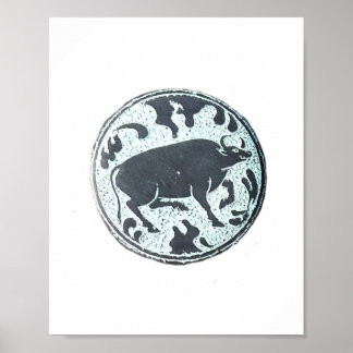 Buffalo-design för asiatiska Vatten Poster