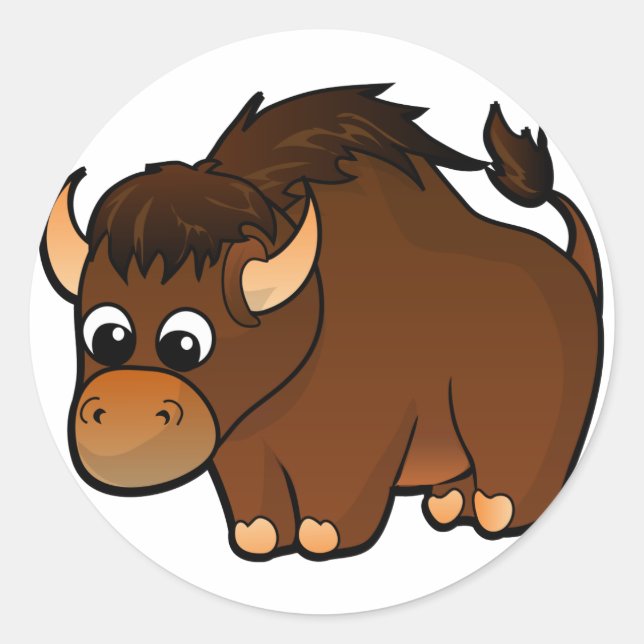 Buffalo Design Runt Klistermärke (Framsida)