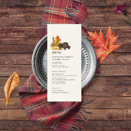 Buffalo Fall Foliage Bison Autumn Bröllop Menu Meny