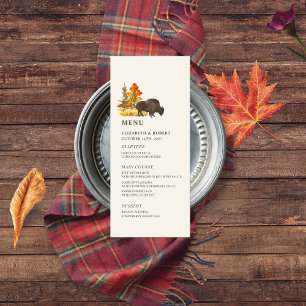 Buffalo Fall Foliage Bison Autumn Bröllop Menu Meny