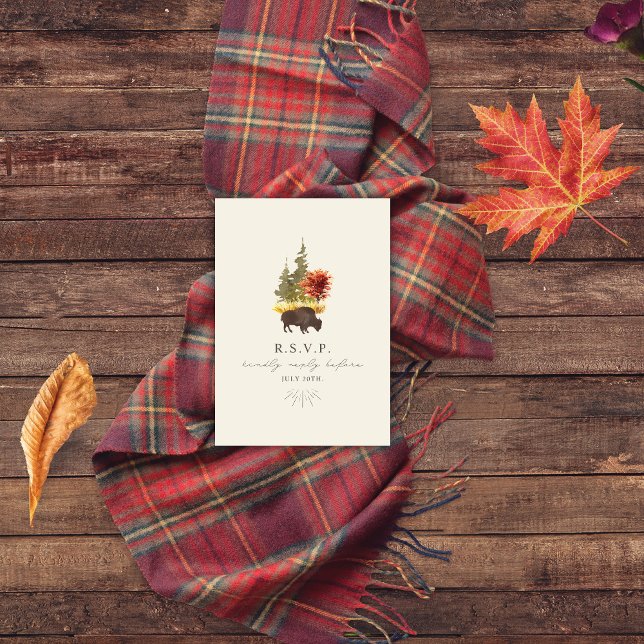 Buffalo Foliage Script Fall Wedding OSA kort (Skapare uppladdad)