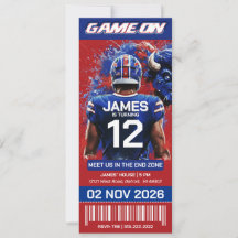 Buffalo Football Ticket Birthday Invitation