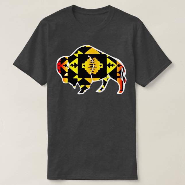 Buffalo för inbyggd utskrift av Fire Färg  T Shirt (Design framsida)