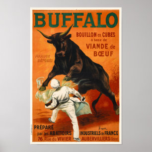 Buffalo Frankrike Vintage affisch 1900