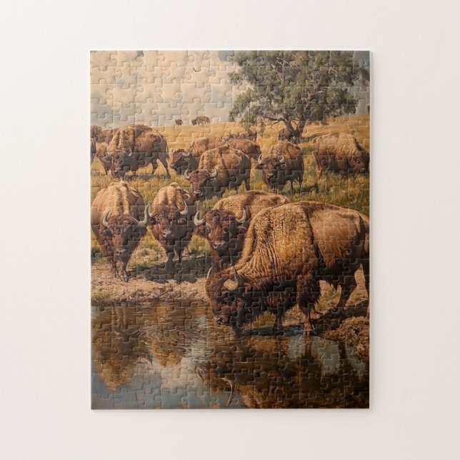 Buffalo Gathering: ett "Tranquil Puzzle" Pussel (Vertikal)