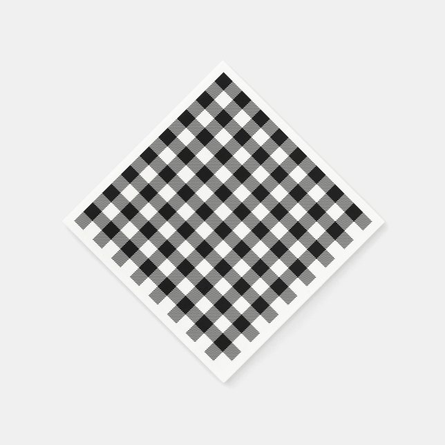 Buffalo Gingham Black and White Check Pached Pappersservett (Hörn)