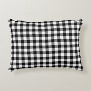 Buffalo Gingham Black and White Check Pached Prydnadskudde