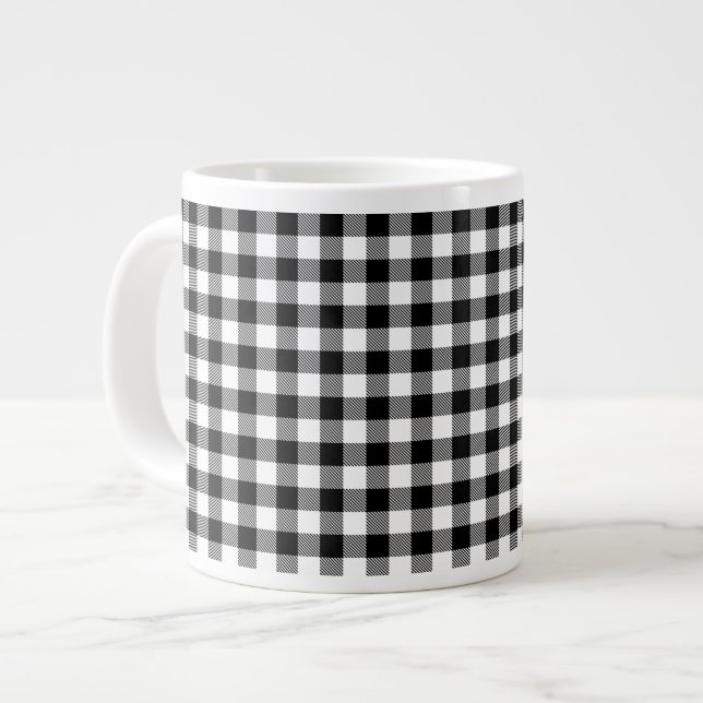 Buffalo Gingham Black and White Check Play Therma Jumbo Mugg (Framsida vänster)