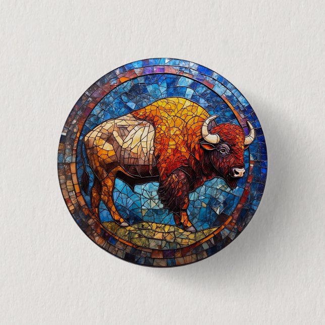 Buffalo glaskonstverk knapp (Framsida)