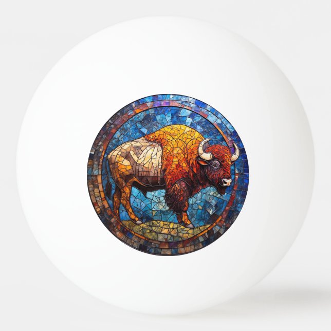 Buffalo glasmålning konstverk pingisboll (Framsidan)