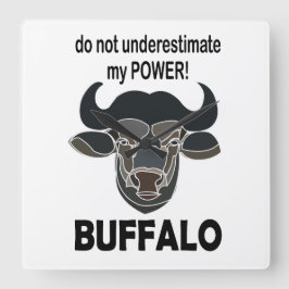 Buffalo Head Bison Animal Buffalo Fyrkantig Klocka
