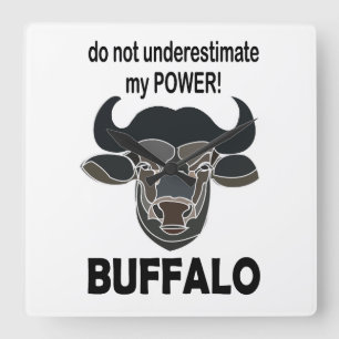 Buffalo Head Bison Animal Buffalo Fyrkantig Klocka