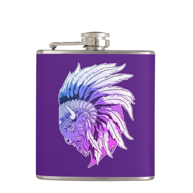 Buffalo Head med indian Headdress Fickplunta (Framsidan)