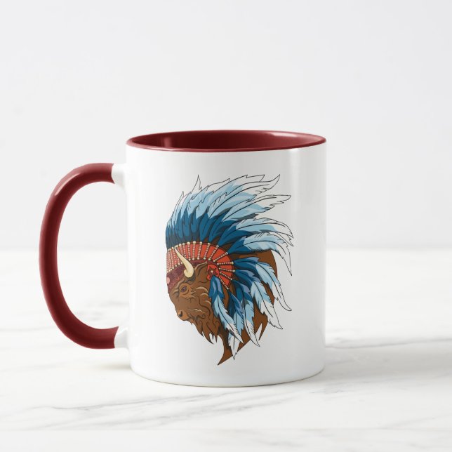 Buffalo Head med indian Headdress Mugg (Vänster)