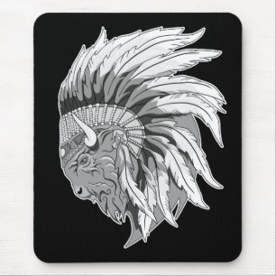 Buffalo Head med indian Headdress Musmatta
