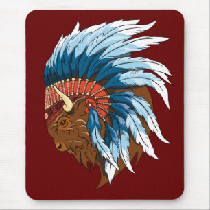 Buffalo Head med indian Headdress Musmatta