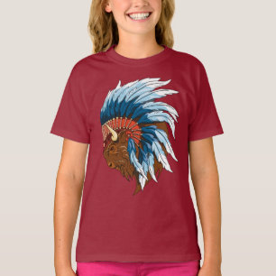 Buffalo Head med indian Headdress T Shirt